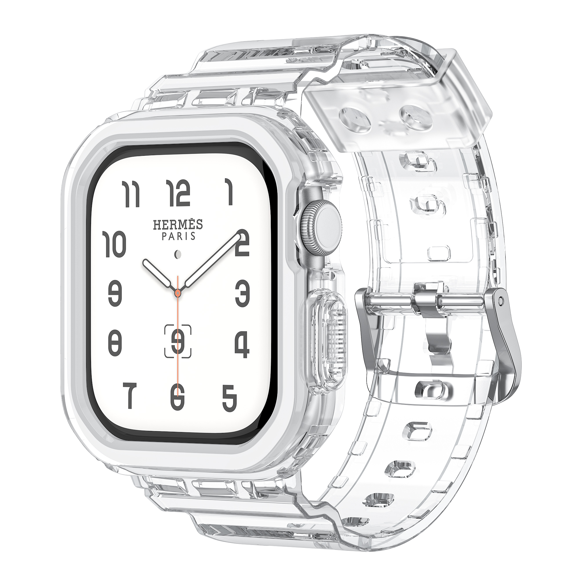 Compatible for Apple Watch Band 46mm 45mm 44mm 42mm (Apple Watch Series 10 2024) 41mm 40mm 38mm 49mm,Transparent Crystal Clear Watch Strap Sport Case and Band for iWatch Apple Watch Series 10 9 8 7 SE 6 5 4 3 2 1 Ultra/Ultra 2